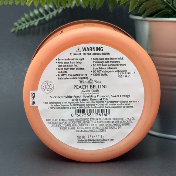BBW Peach Bellini White Barn Bath & Body Works 3 Wick Candle - Picture 9 of 10